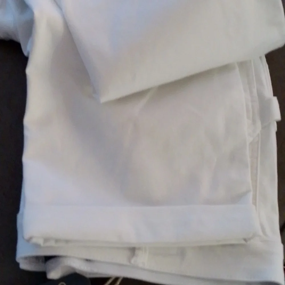 Retro Boho 16 Ab Solution Crop Cargo Carpenter Slimming White Jeans New - Picture 9 of 9
